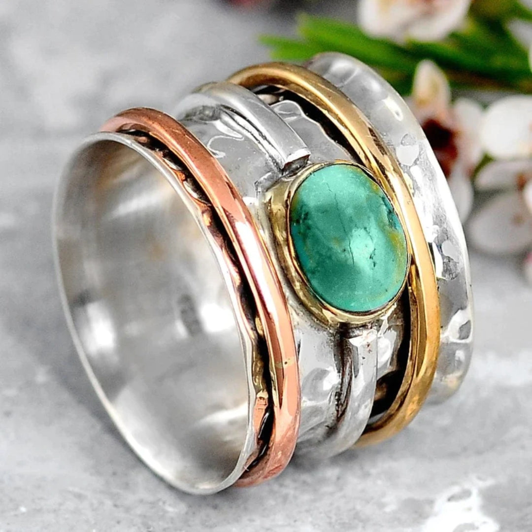 Vintage Ring med Turkos i Guld och Silver