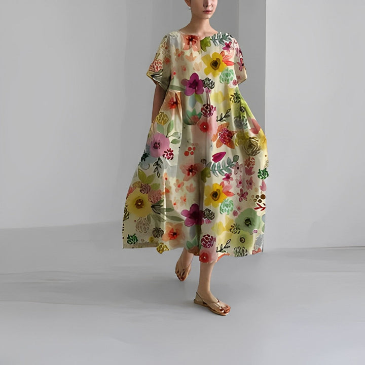 Sofie | Elegant boheme-kjole med florlette blomster – føl dig fortryllet