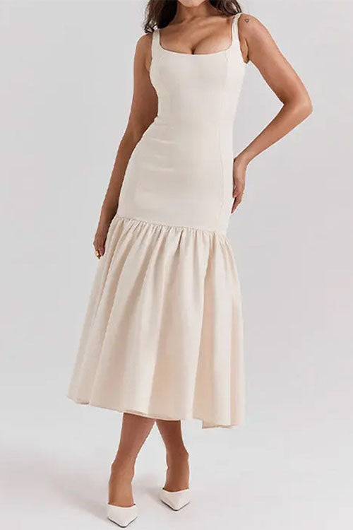 Sina™ | U-hals ærmeløs flæse Bodycon midikjole