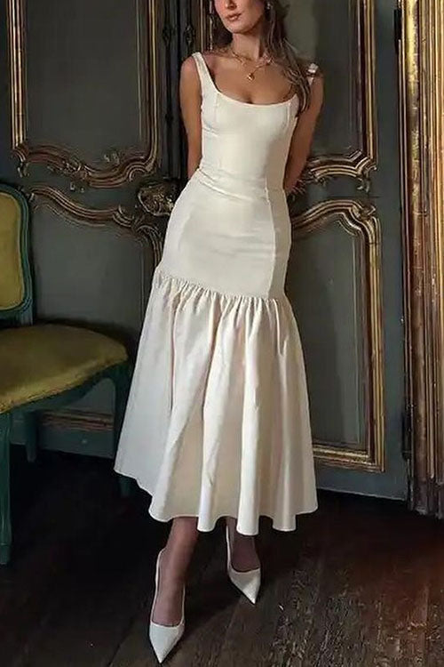 Sina™ | U-hals ærmeløs flæse Bodycon midikjole