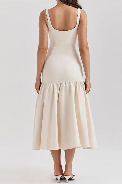 Sina™ | U-hals ærmeløs flæse Bodycon midikjole