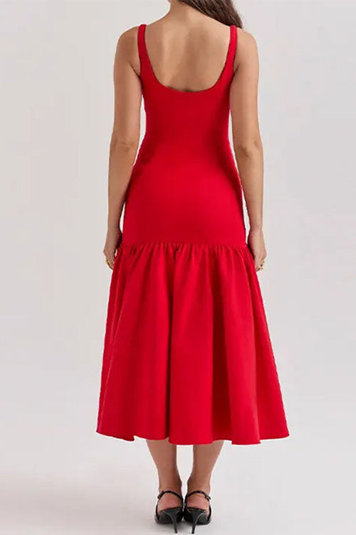 Sina™ | U-hals ærmeløs flæse Bodycon midikjole