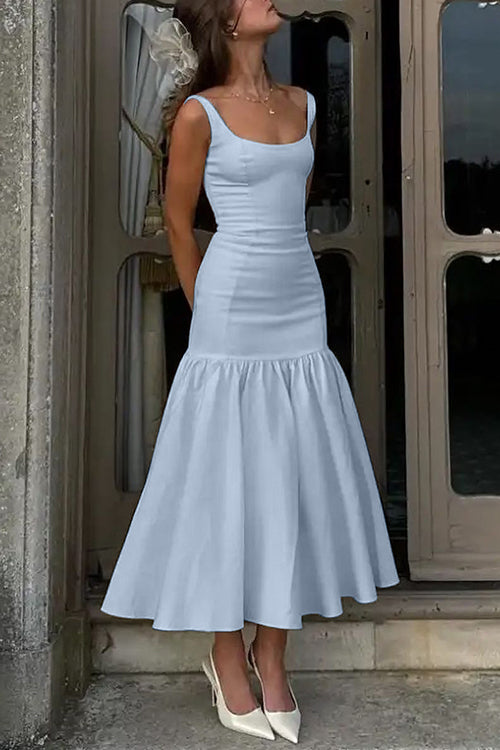 Sina™ | U-hals ærmeløs flæse Bodycon midikjole