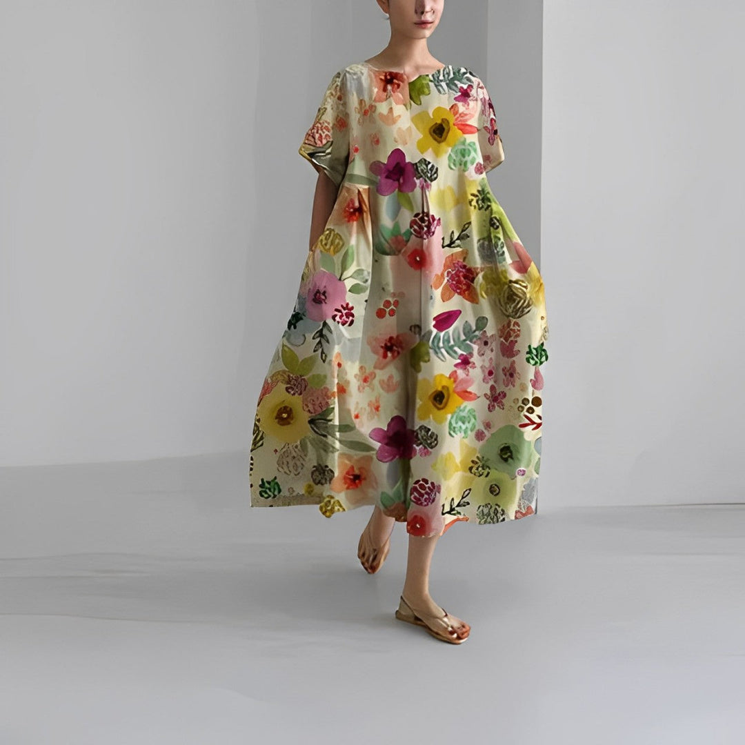 Sofie | Elegant boheme-kjole med florlette blomster – føl dig fortryllet