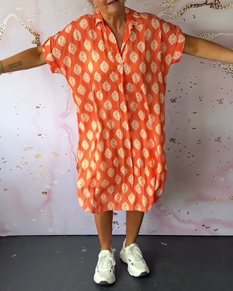 Laura™ | Løs Sommerkjole med Reverskrave og Korte Ærmer
