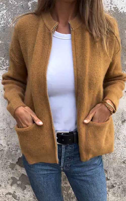 Hilda | Hyggelig cardigan med lynlås