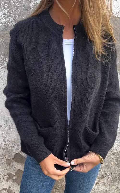 Hilda | Hyggelig cardigan med lynlås