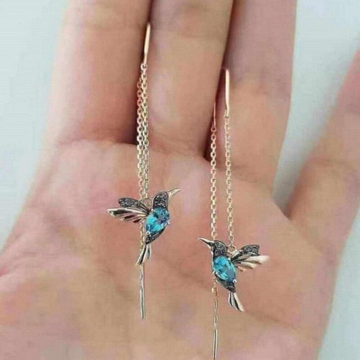 Kolibri Örhängen med Emalj och Zirkoner