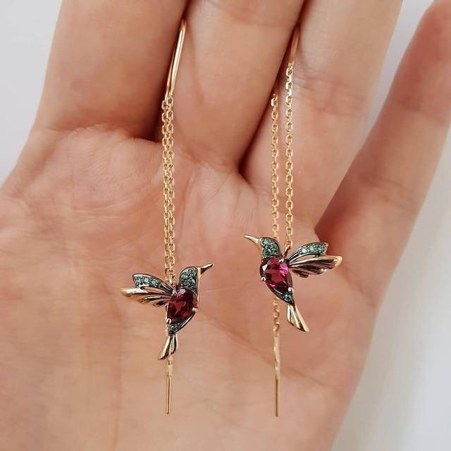 Kolibri Örhängen med Emalj och Zirkoner